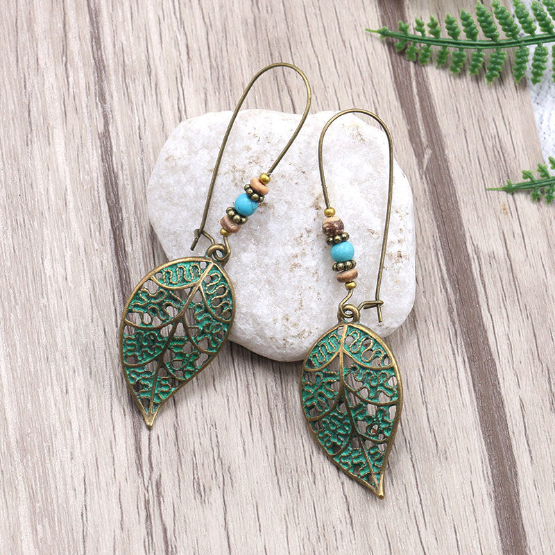 Openwork Leaf Drop Earrings