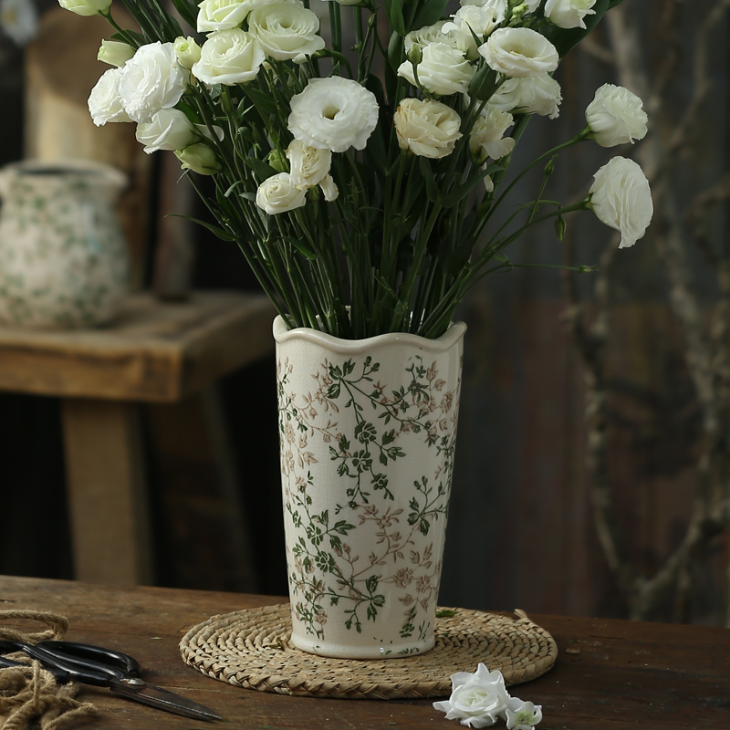 Vintage-Inspired Green Ceramic Vase