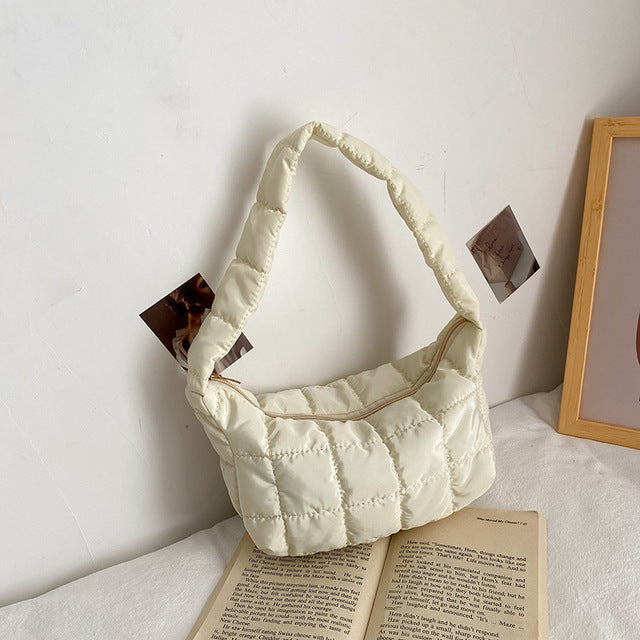Women's Oxford Cloth Shoulder Bag — Embroidered Mini Handbag