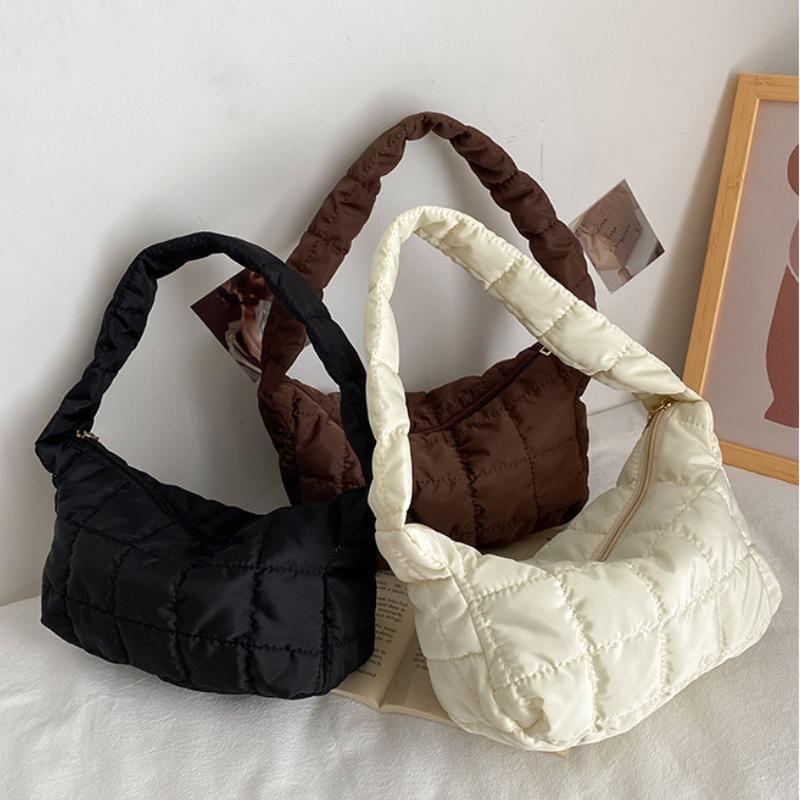 Women's Oxford Cloth Shoulder Bag — Embroidered Mini Handbag