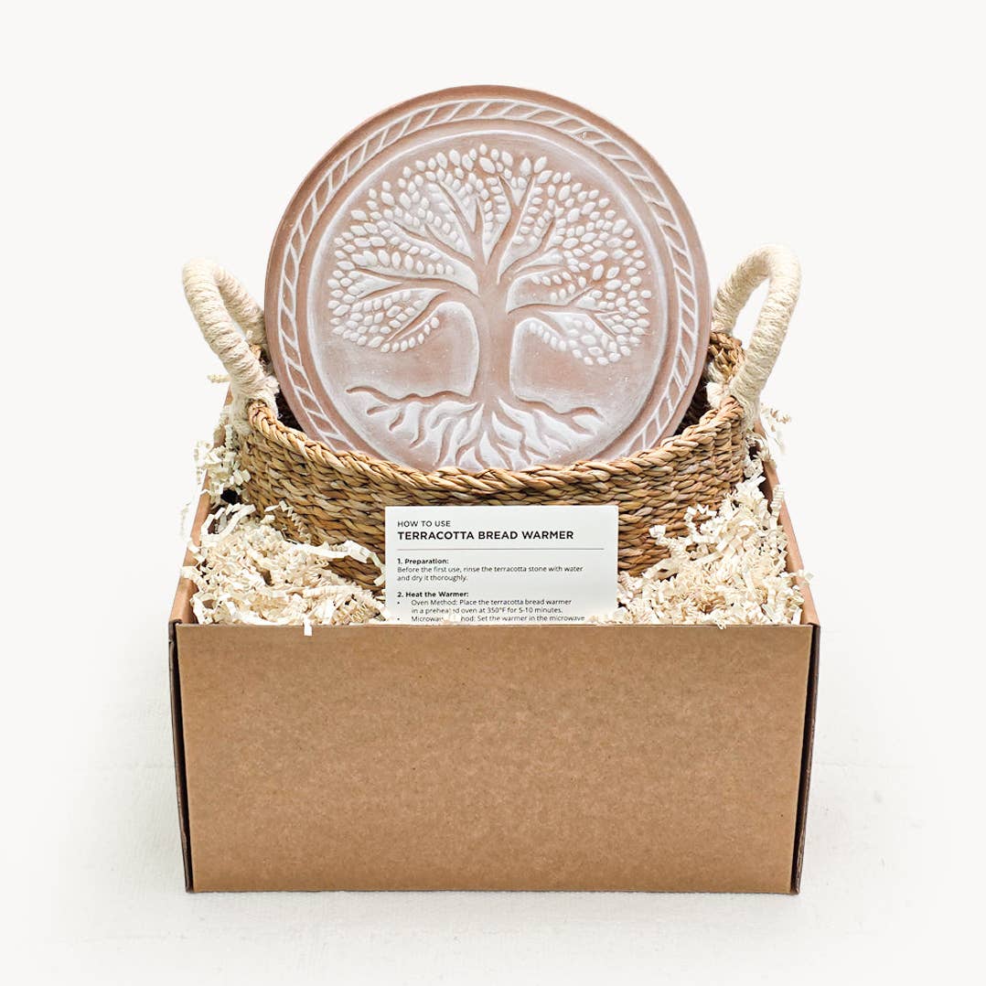 Tree of Life Terracotta Bread Warmer & Basket