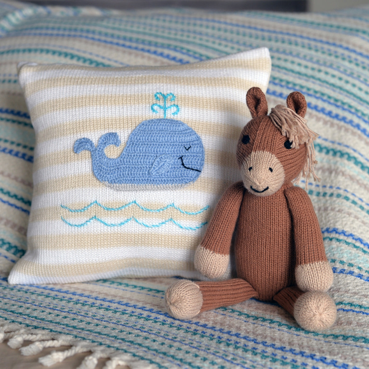 Handmade Knit Horse Stuffed Animal, Fair Trade Cotton Plush