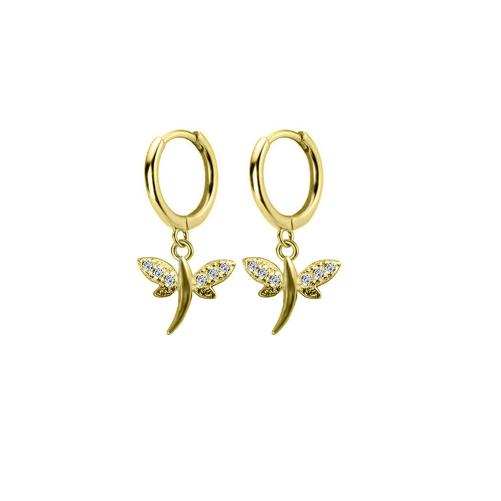 Sterling Silver Dragonfly Hoop Earrings