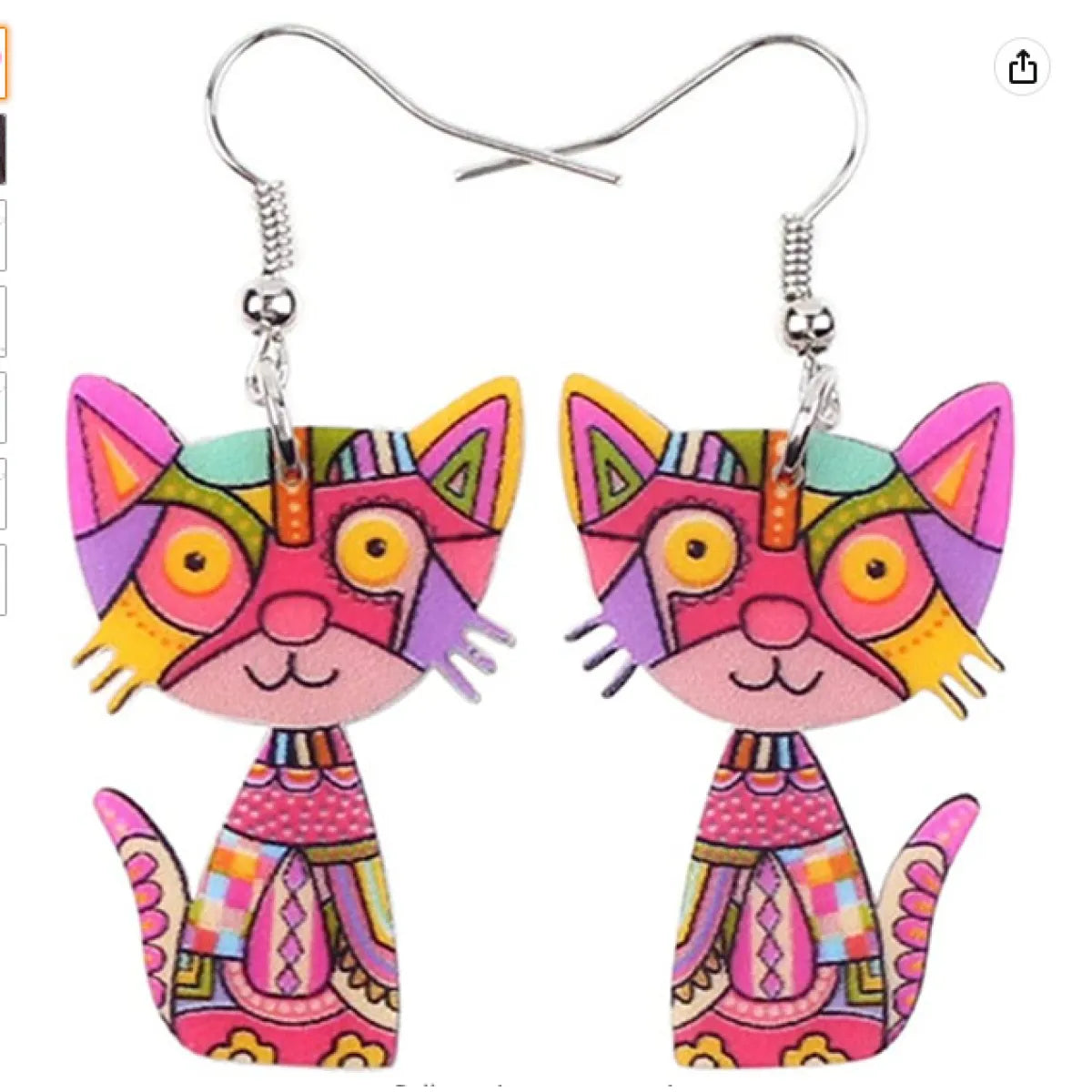 3D Painted Cat Earrings