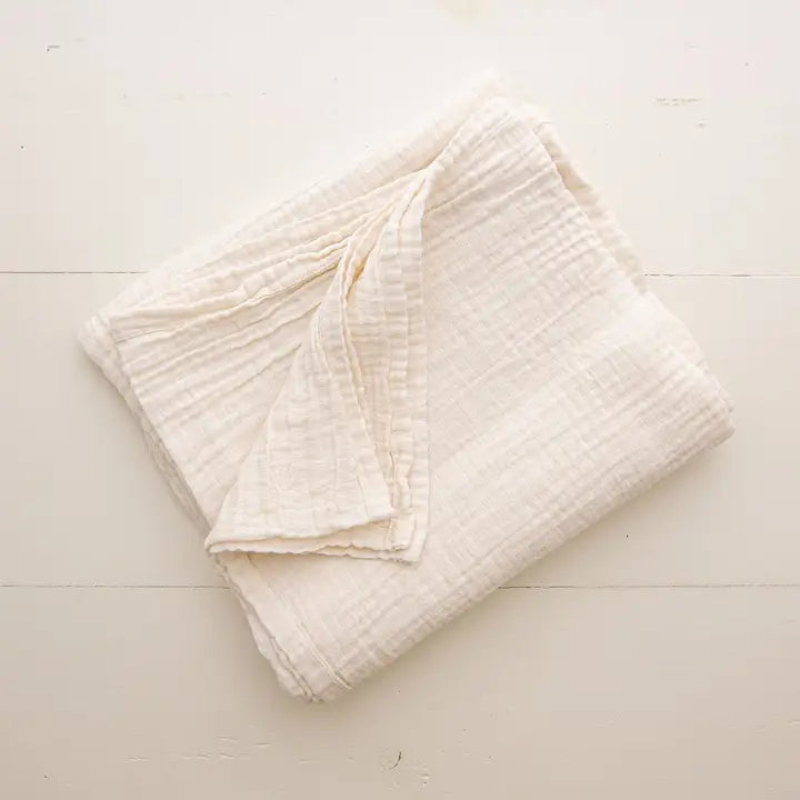 Blaynk Organic Cotton Muslin Swaddle, Beige, 42 × 42 in