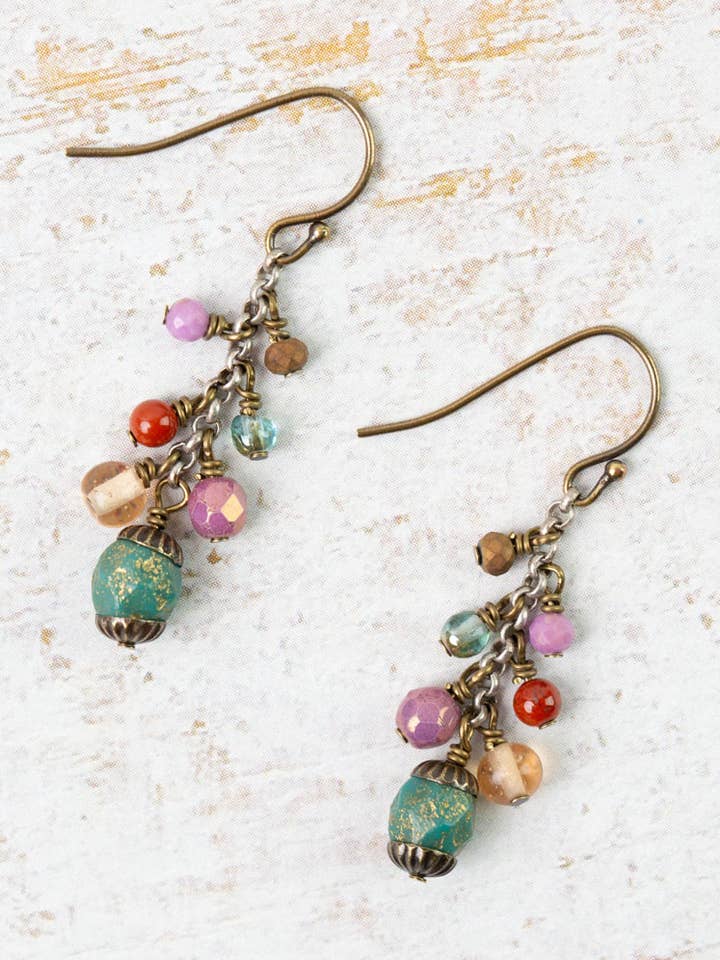Mixed Bead Cluster Drop Earrings | Artisan Boho Jewelry