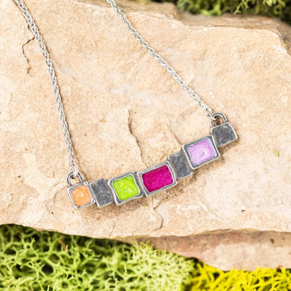 Stepping Stone Wildflower Pewter Pendant Necklace