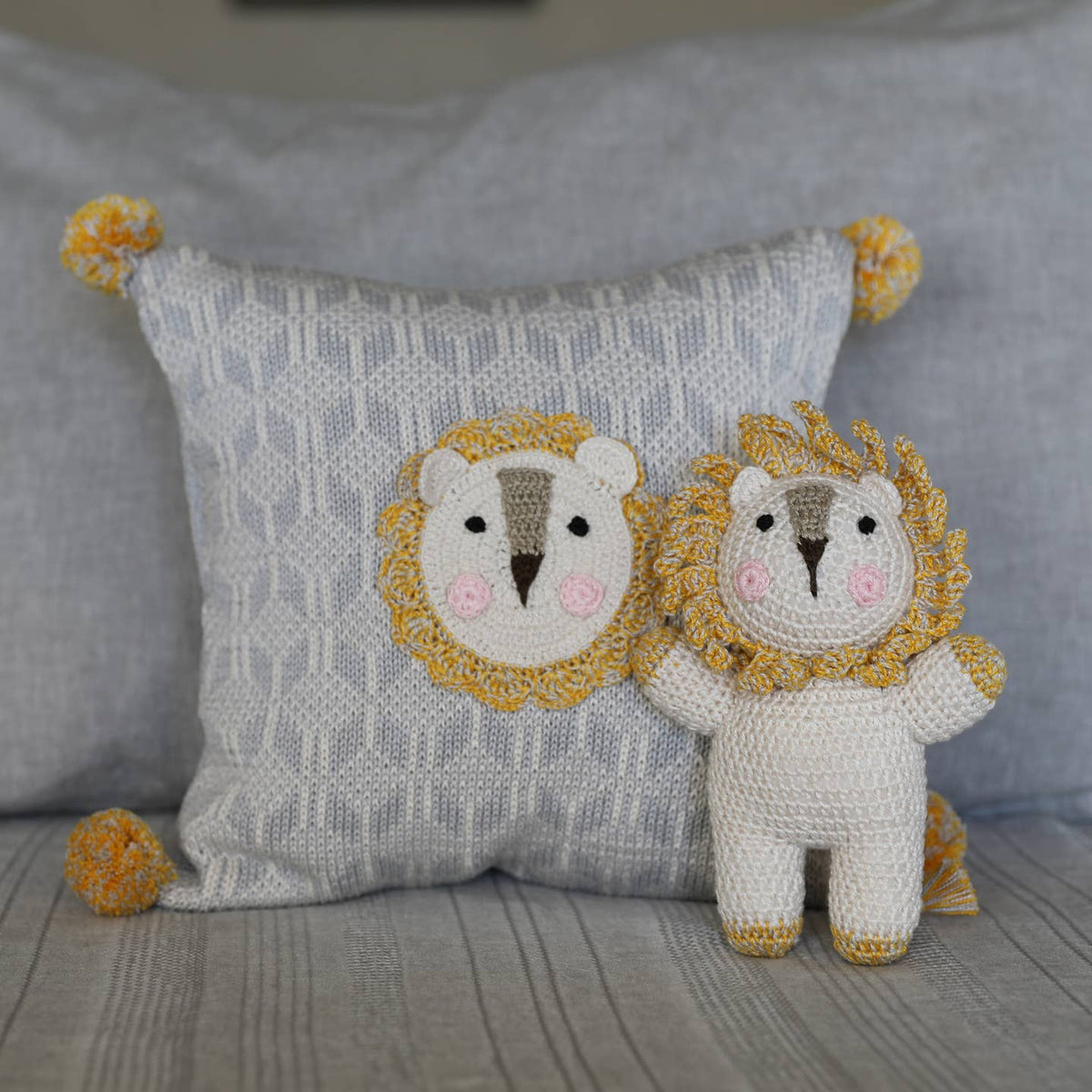 Crochet Lion Toy, Fair Trade Cotton Plush