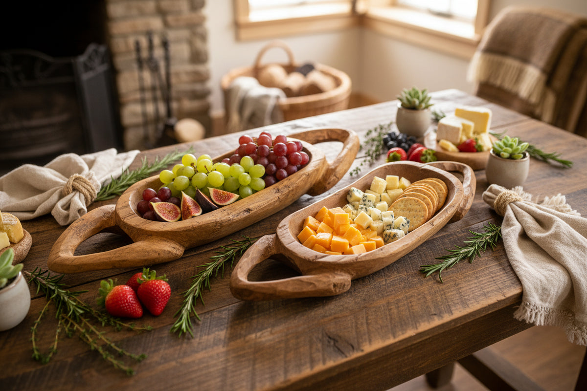 Sculpted by hand-Teak Handle Bowl
