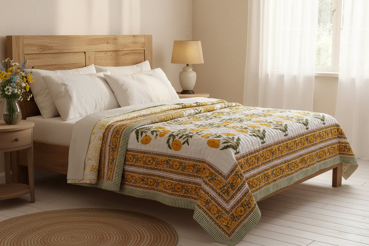 Marigold Reversible Organic Cotton Queen Quilt
