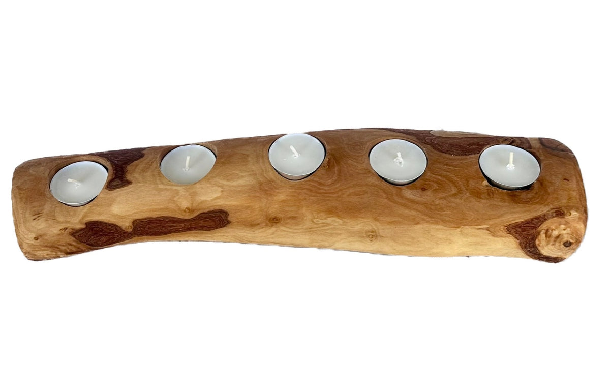 Handcrafted Olive Wood Candle Holder