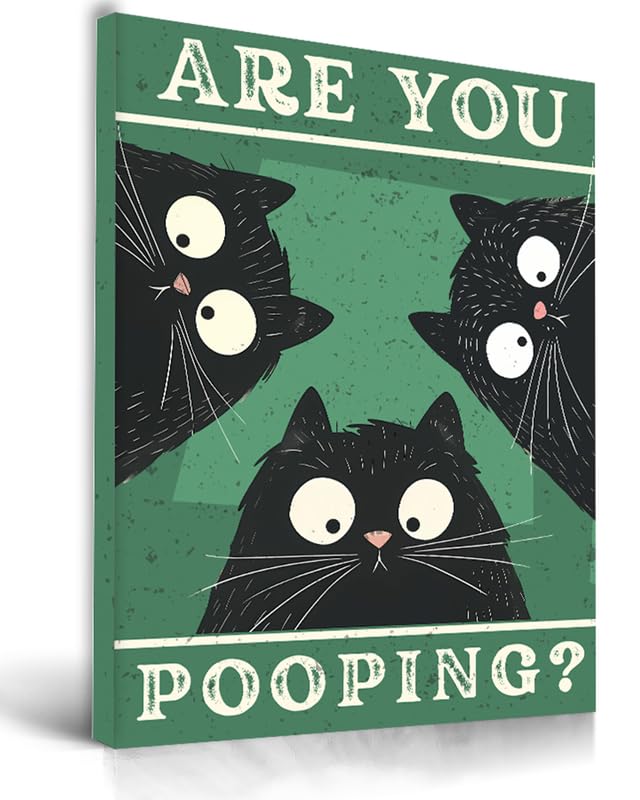 Cheeky Black Cat Bathroom Wall Art
