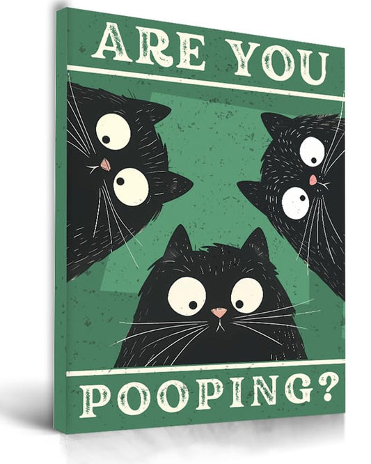 Cheeky Black Cat Bathroom Wall Art