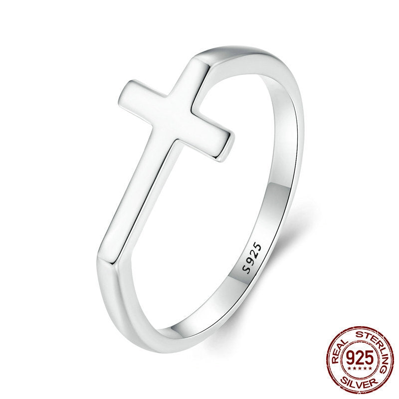 Minimalist Sterling Silver Cross Ring