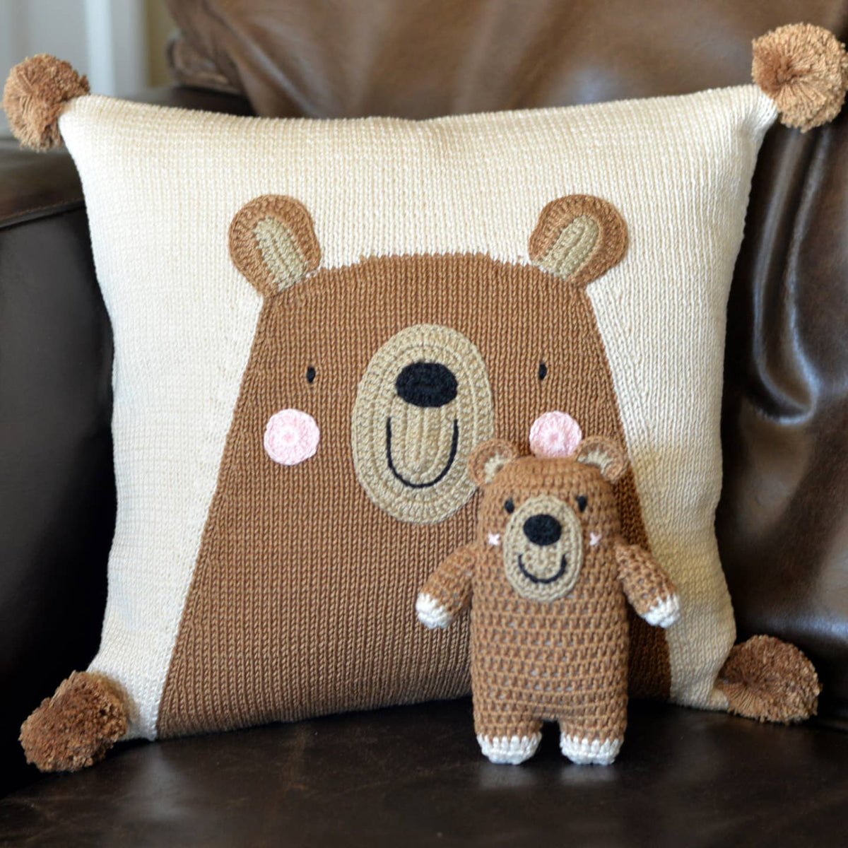 10-Inch Teddy Bear Pillow, Fair Trade Cotton