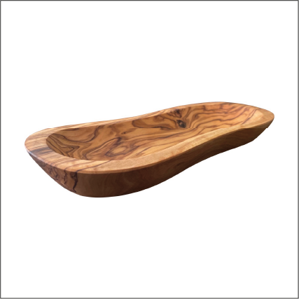 Hand-Carved Olive Wood Wavy Serving Bowl