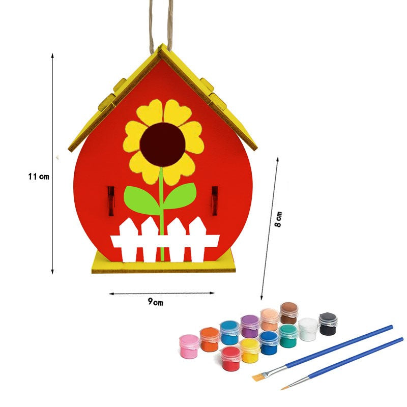 Floral Wooden Birdhouse Craft for Kids