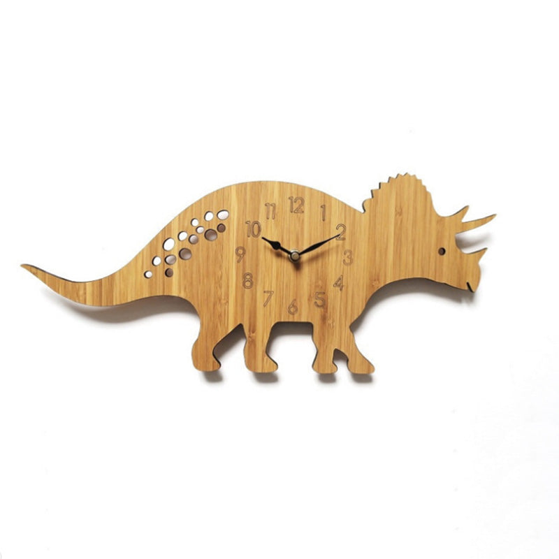 Bamboo Triceratops Wall Clock for Kids