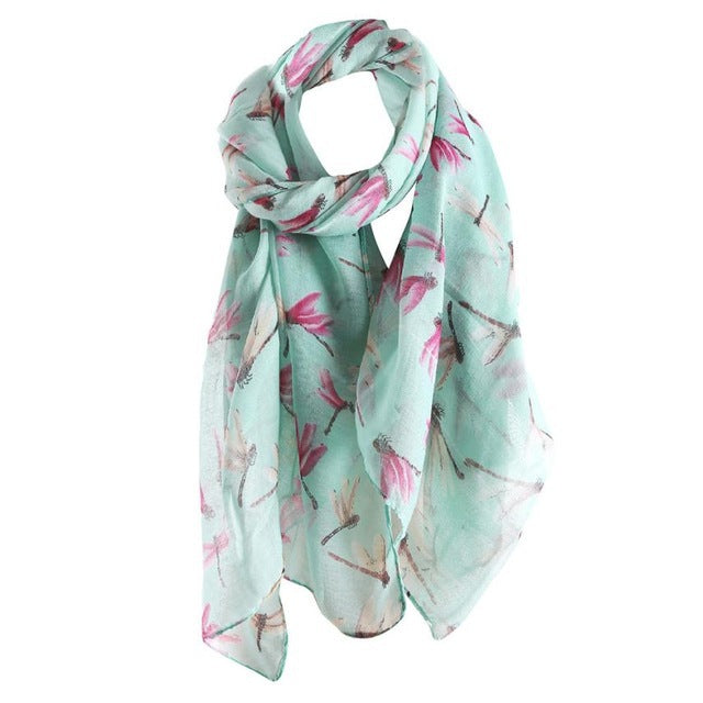 Dragonfly Print Bali Yarn Scarf – Handmade & Lightweight