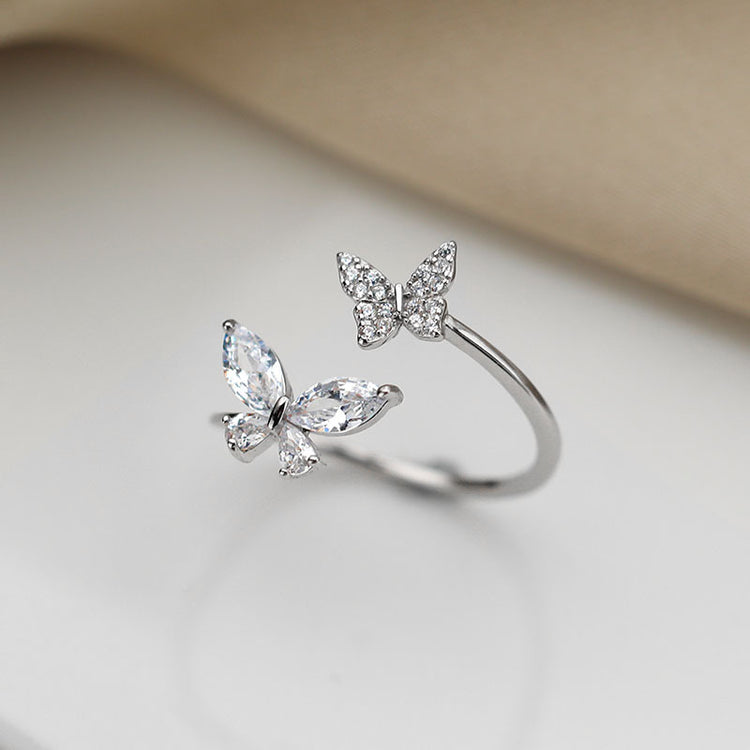Sterling Silver Adjustable Butterfly Ring