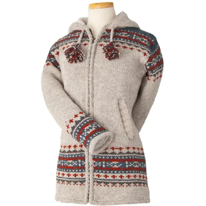 Hooded Wool Sweater Coat