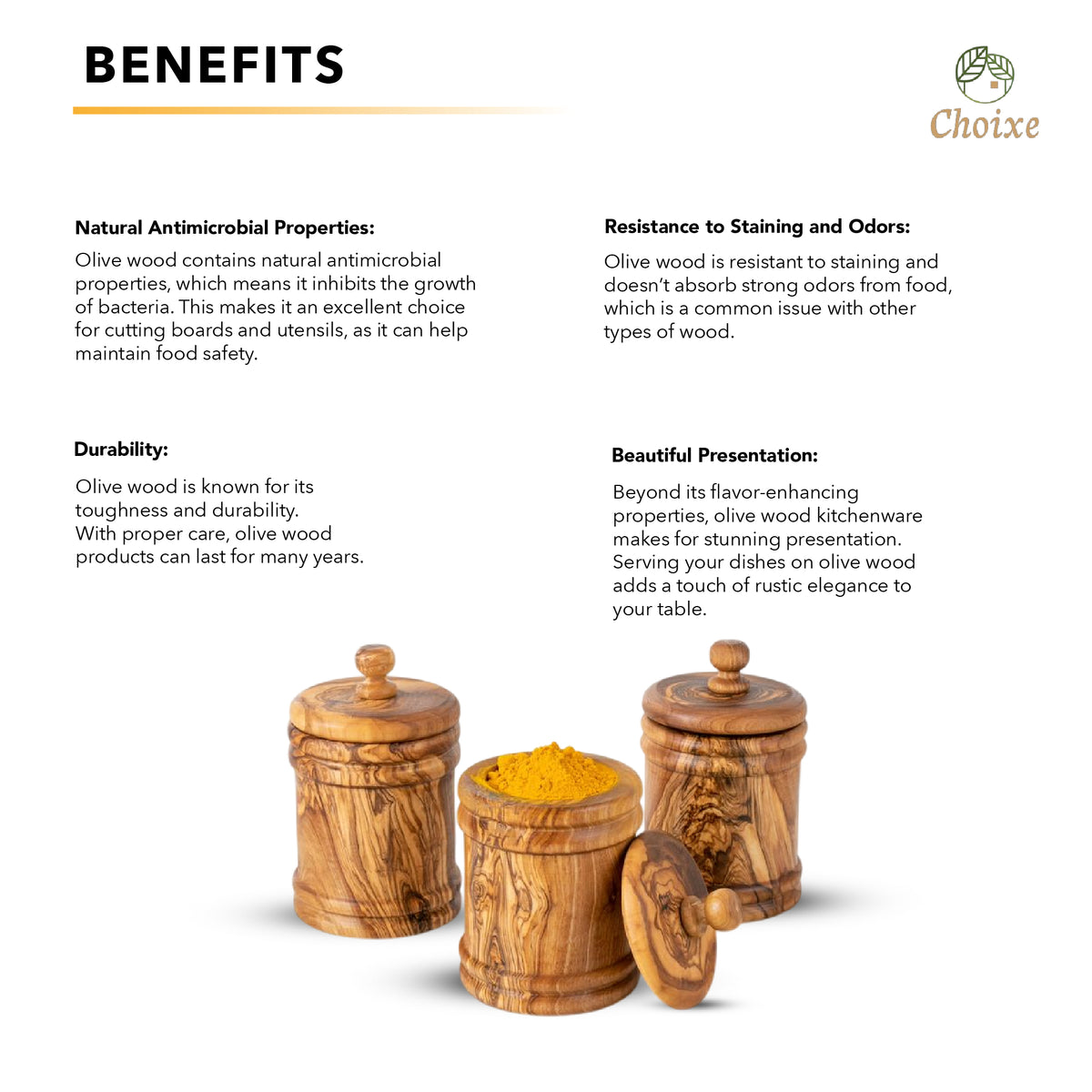 Handcrafted Olive Wood Canister Set with Carved Base