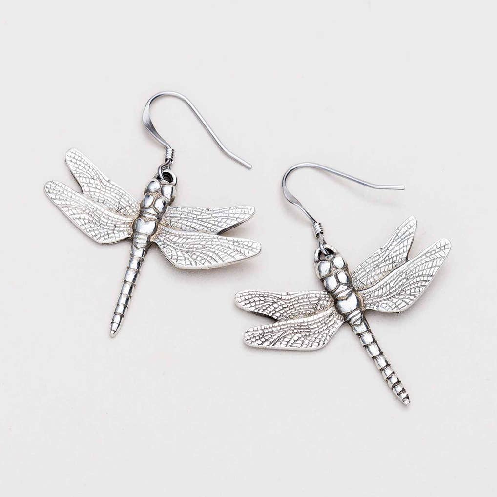 Danforth Pewter Dragonfly Dangle Earrings