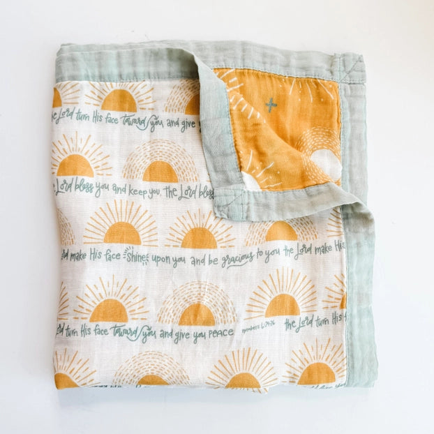 The Blessing Double-Sided Muslin Lap Blanket
