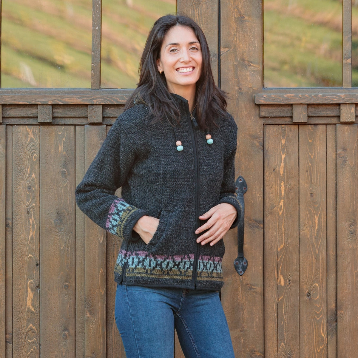 Misty Wool Knit Sweater with Lined Hood