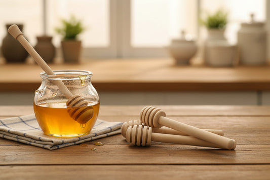 Solid Wood Honey Dipper Stick for Honey Jars
