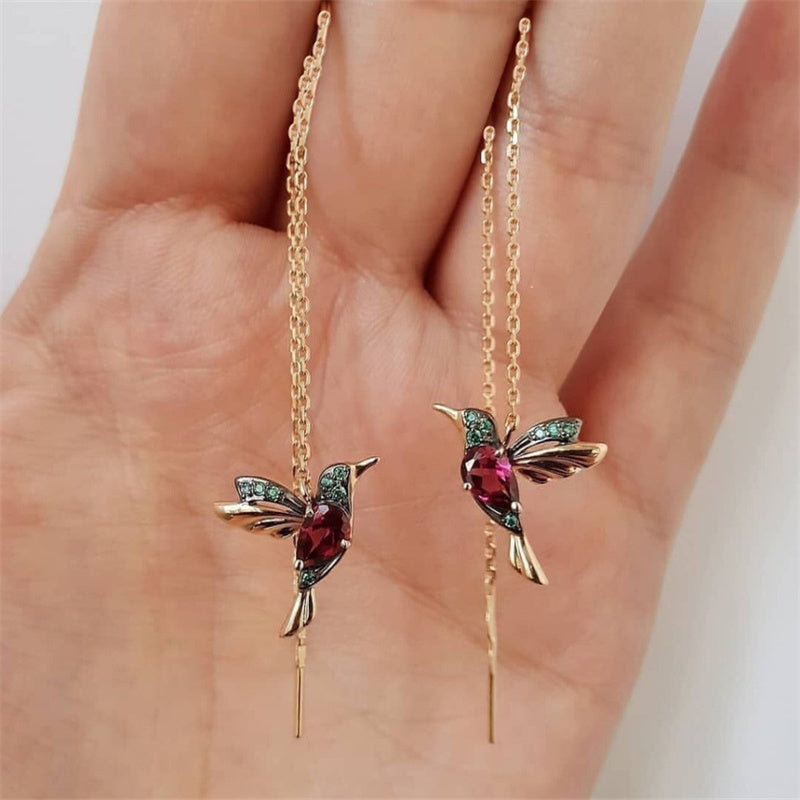 Spread-Wing Bird Drop Earrings
