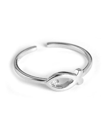 Sterling Silver Christian Fish Adjustable Ring
