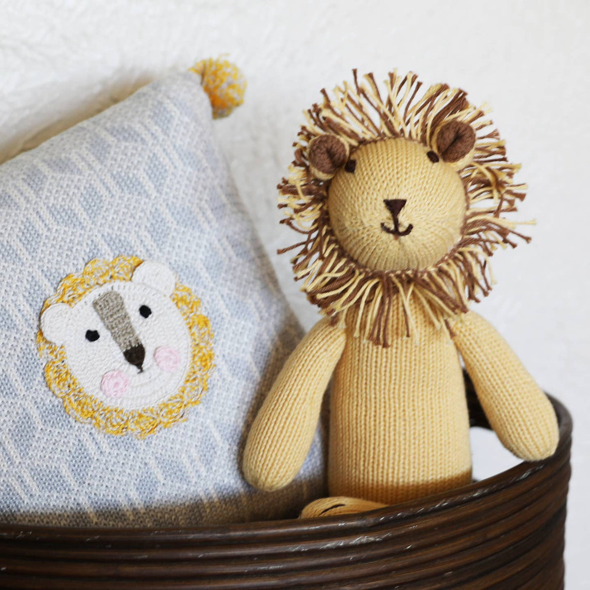 Handmade Knit Lion Toy, Fair Trade Cotton Plush