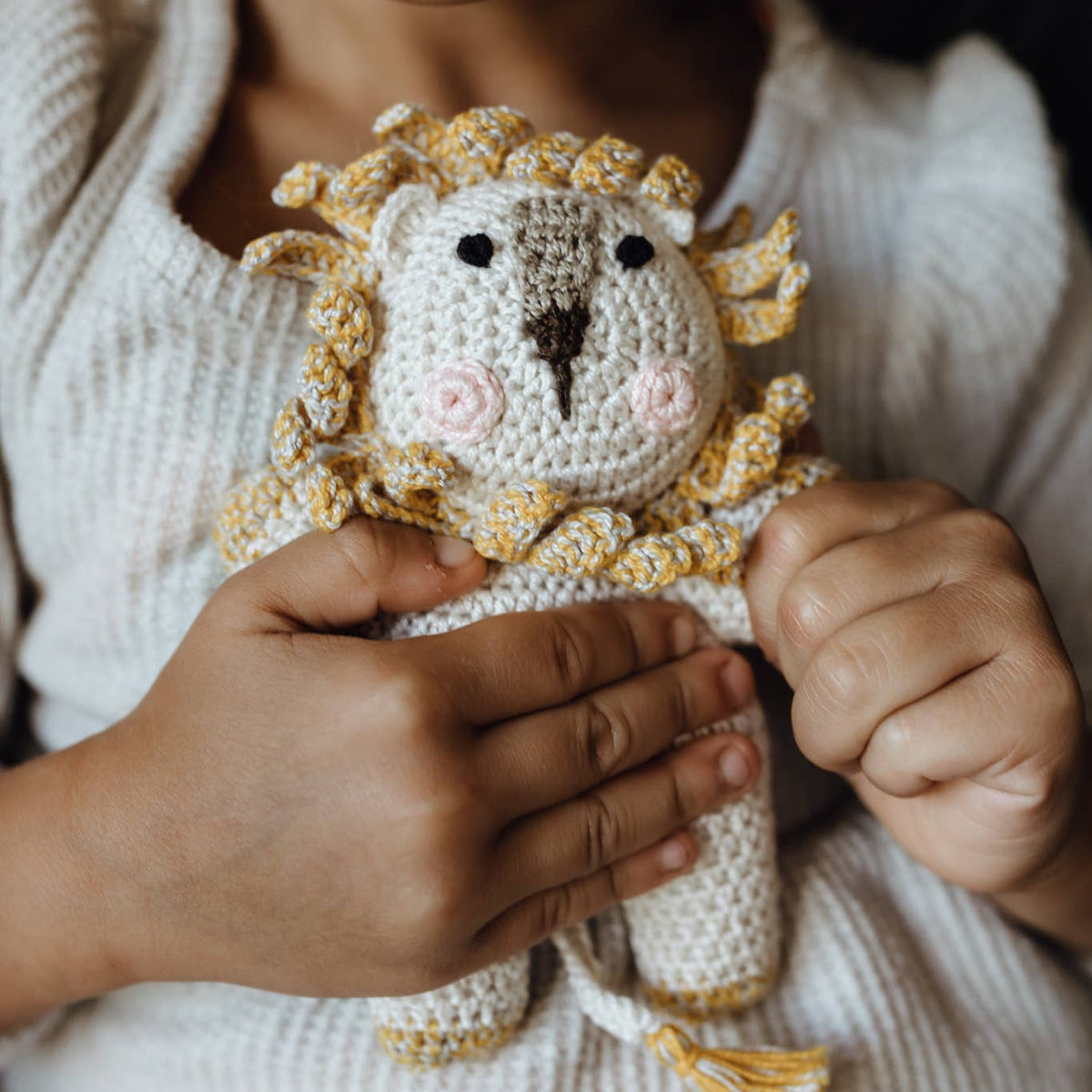 Crochet Lion Toy, Fair Trade Cotton Plush