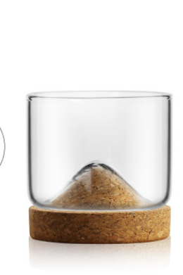 Mountain Drinking Glasses with Wooden Coasters, Set of 2