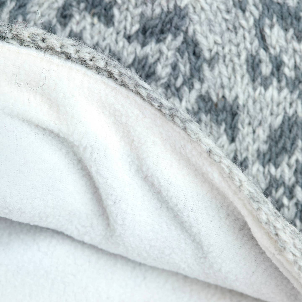 Lila Gray Floral Wool Beanie with 100% wool fleece lining