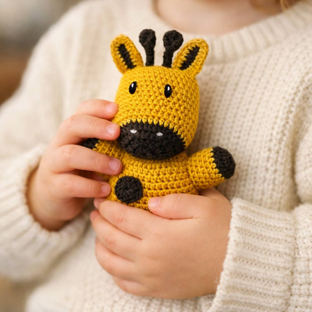Handmade Crochet Giraffe Toy, Fair Trade Cotton Plush