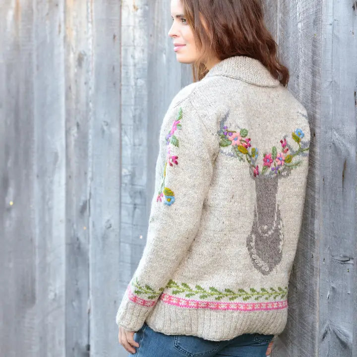 Hartley Knit Sweater with Floral Antler Design