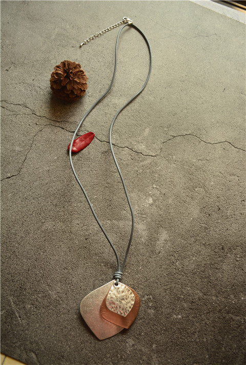 Gold Layered Leaf Pendant Necklace