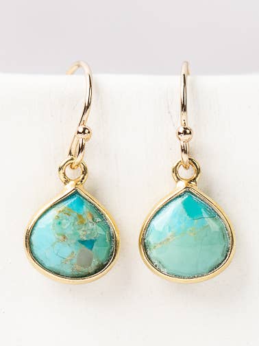 Turquoise Teardrop Bezel Drop Earrings