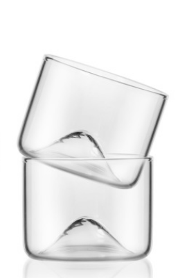 Mountain Drinking Glasses with Wooden Coasters, Set of 2