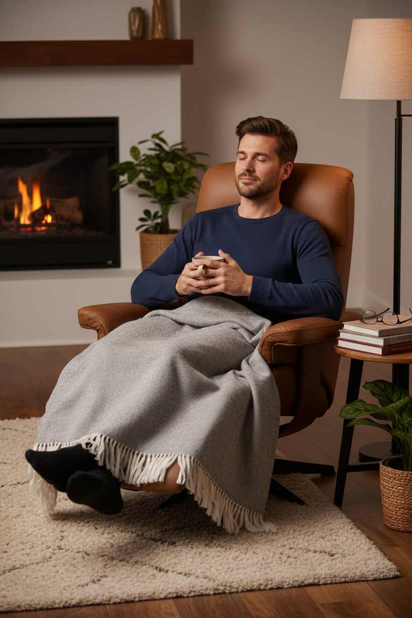 Luxury Herringbone Cashmere Blanket Throw