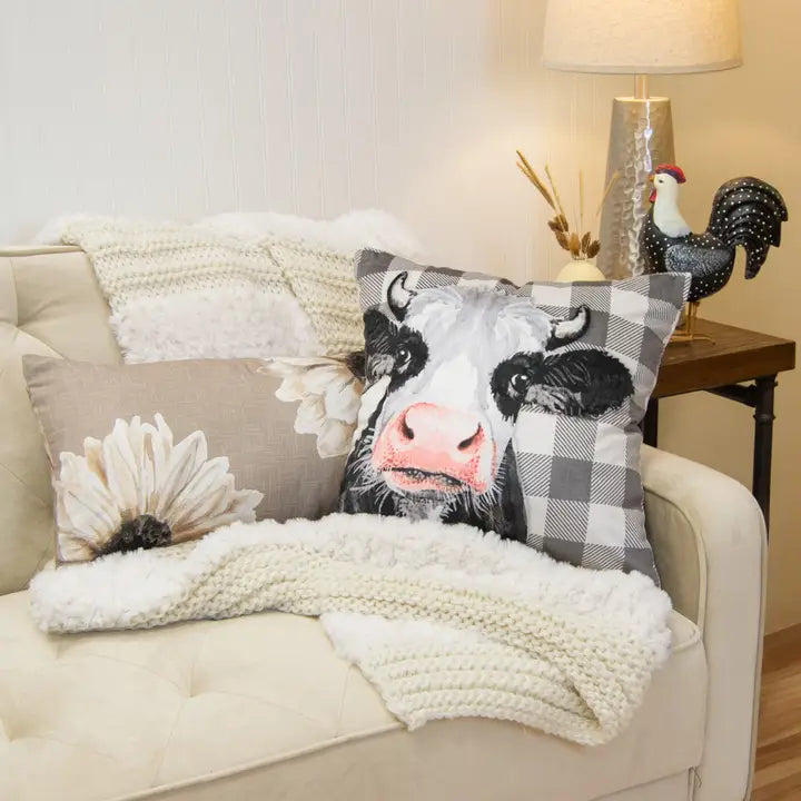 Augusta Cow & Floral Decorative Pillow Set | Set of 2