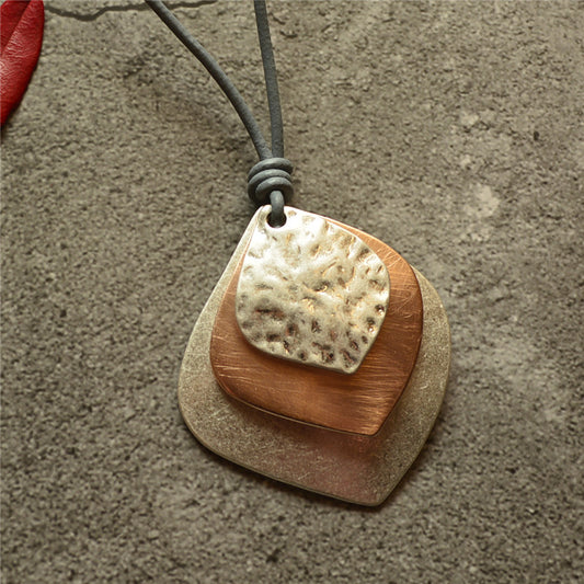 Gold Layered Leaf Pendant Necklace