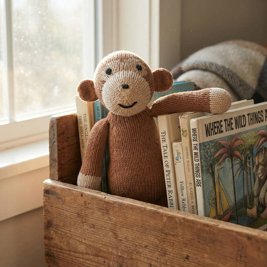 Handmade Knit Monkey, Fair Trade Cotton Toy