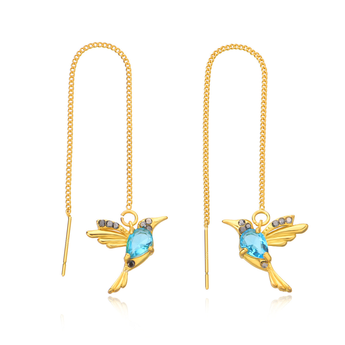 Spread-Wing Bird Drop Earrings