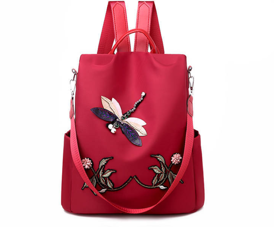 Embroidered Dragonfly Oxford Cloth Backpack