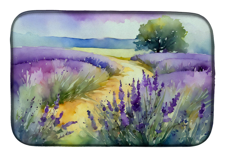 Lavender in Watercolor Dish Drying Mat