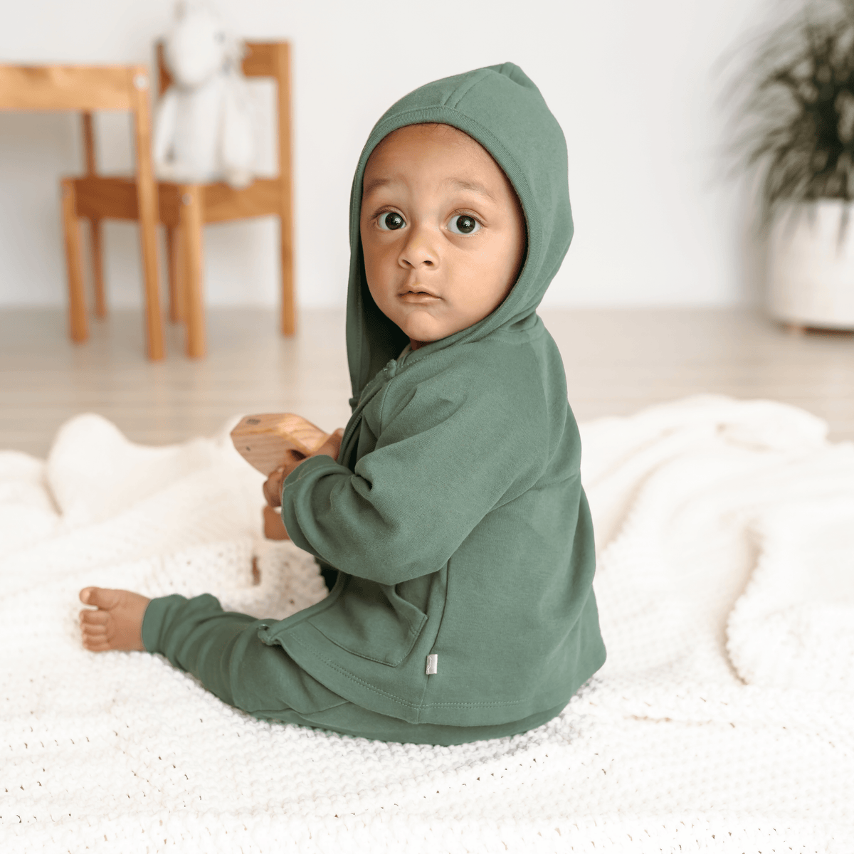 Basil Green Organic Cotton Baby & Toddler Hoodie