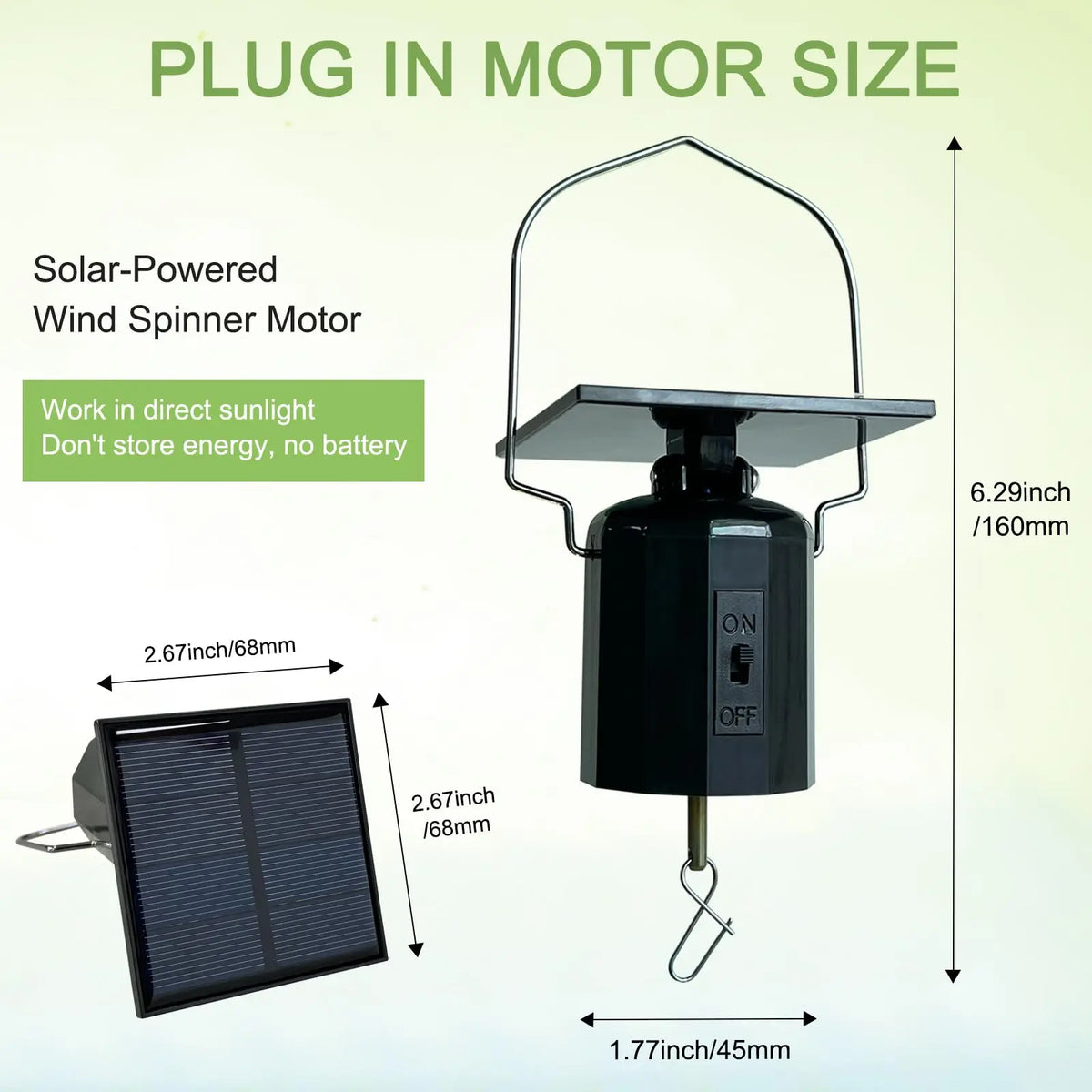 Solar Wind Spinner Motor with Hook
